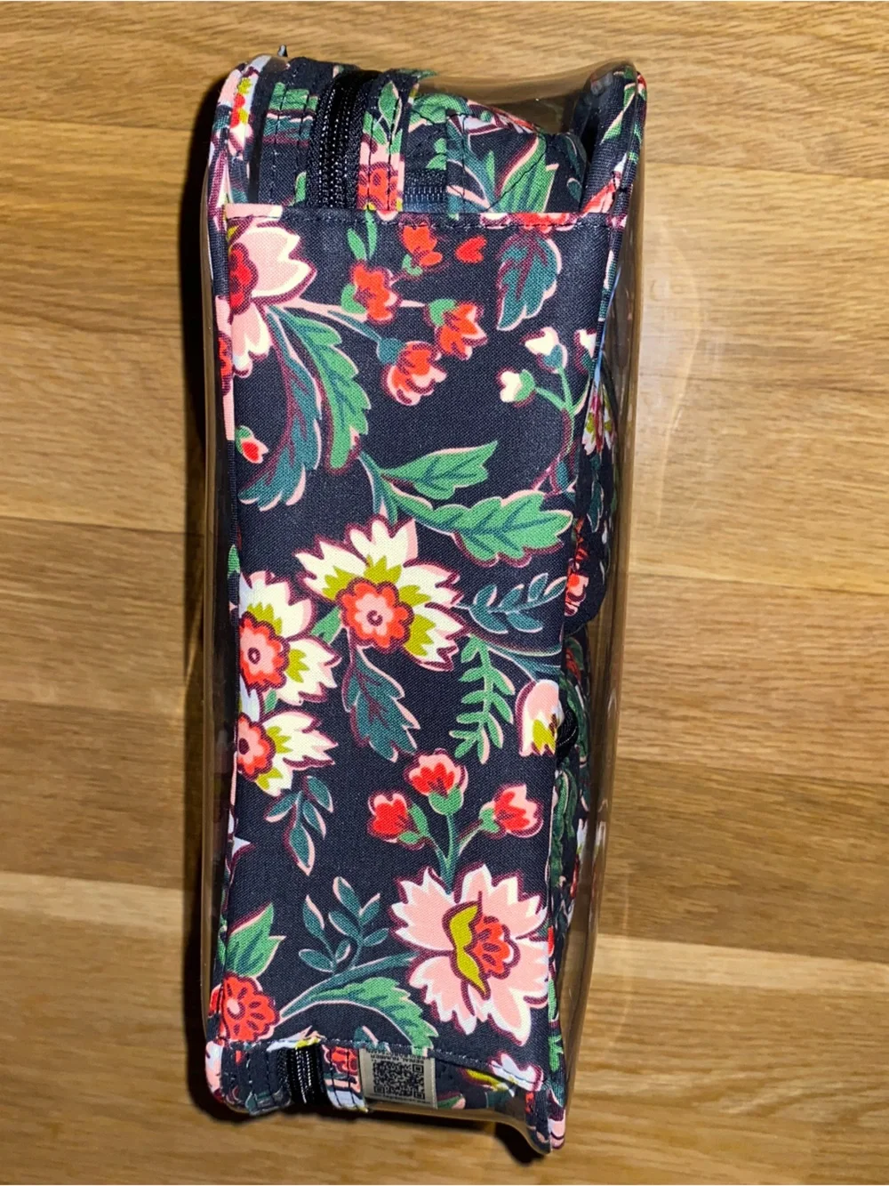 Vera Bradley 4 piece Makeup Cosmetic Pouch Travel Hidden Hearts Black Red Floral